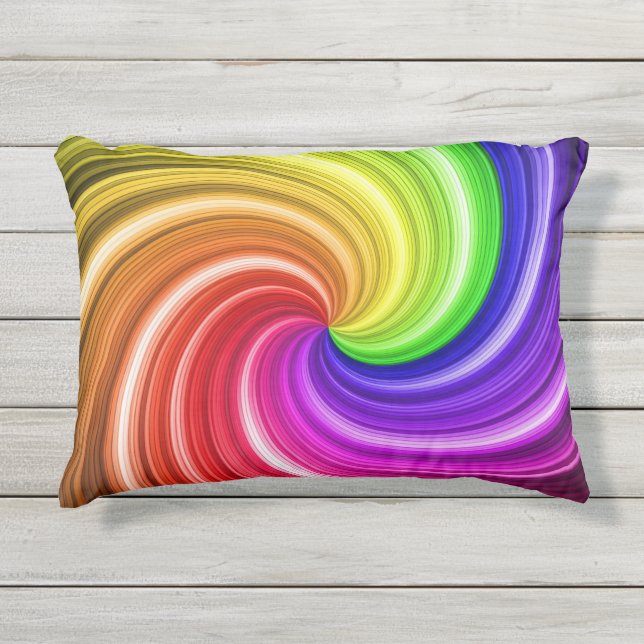Spiralfarbene Gefärbte Krawatte Rainbow Swirl Kuns Kissen Für Draußen (Vorderseite)