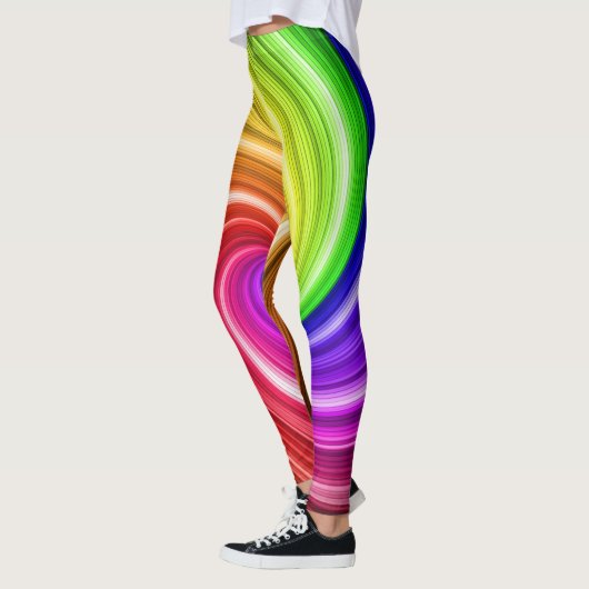 Spiralfarbene Gefärbte Krawatte Rainbow Swirl Kuns Leggings (Links)
