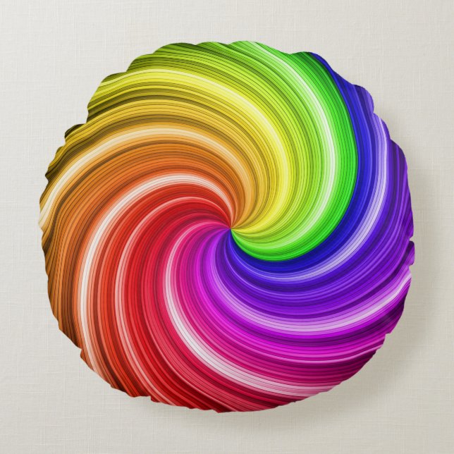 Spiralfarbene Gefärbte Krawatte Rainbow Swirl Kuns Rundes Kissen (Vorderseite)