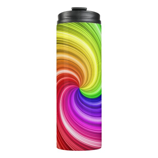 Spiralfarbene Gefärbte Krawatte Rainbow Swirl Kuns Thermosbecher (Vorderseite)