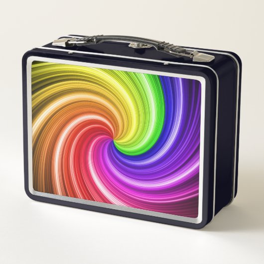 Spiralfarbene Gefärbte Krawatte Regenbogen Swirl A Metall Brotdose (Rückseite)