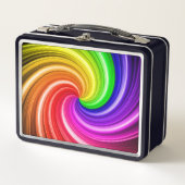Spiralfarbene Gefärbte Krawatte Regenbogen Swirl A Metall Brotdose (Vorderseite)