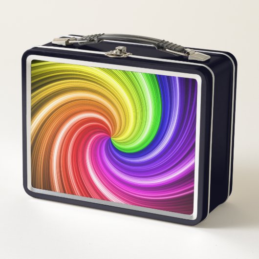 Spiralfarbene Gefärbte Krawatte Regenbogen Swirl A Metall Brotdose (Vorderseite)