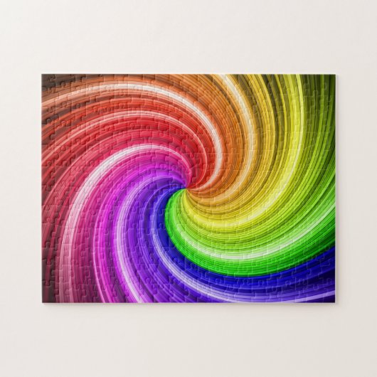 Spiralfarbene Gefärbte Krawatte Regenbogen Swirl A Puzzle (Horizontal)