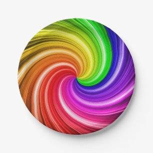 Spiralfarbige Tie-Dye-Regenbogen-Swirbel-Kunstmust Pappteller