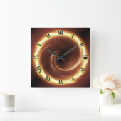 Spiralfeuer Vortex ~ Zeitportal ~Time Machine ~ Quadratische Wanduhr (Zuhause)