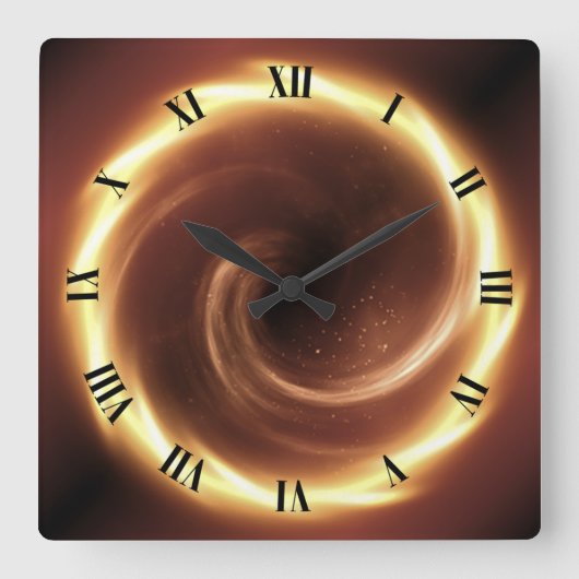 Spiralfeuer Vortex ~ Zeitportal ~Time Machine ~ Quadratische Wanduhr (Vorderseite)