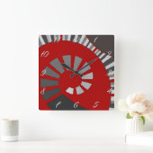 Spiralform, abstrakt, Polka-Punkte, Graustufen, Ro Quadratische Wanduhr (Zuhause)