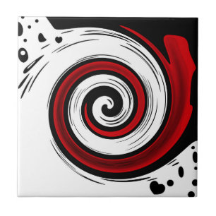 Spiralförmige flüssige Kreise Moderne Schwarz-We Fliese