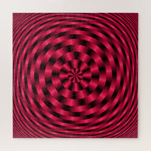 Spiralförmige konzentrische Kreise in Rot Puzzle