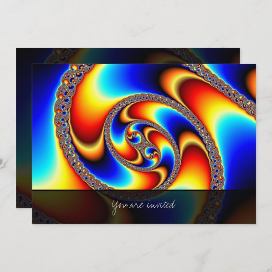 Spiralgalaxie - Fraktal Kunst Einladung (Vorne/Hinten)