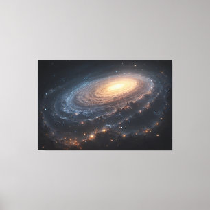 Spiralgalaxie im tiefen Weltraum mit leuchtendem K Leinwanddruck