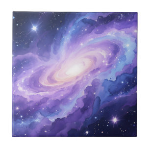 Spiralgalaxie Nebel Lila Kosmische Wirbel Fliese