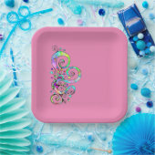 Spiralherz Handgemalt Design 1 Pappteller (Party)