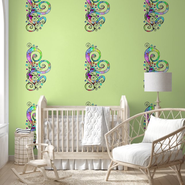 Spiralherz Handgemalt Design 1 Tapete (Kinder)