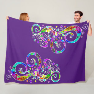 Spiralherz Handgemalt Design 2 Fleecedecke