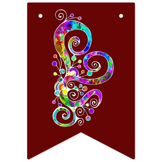 Spiralherz Handgemalt Design 2 Wimpelkette (Erste Fahne)