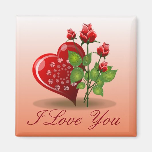 Spiralherz und Rote Rose Magnet (Vorne)