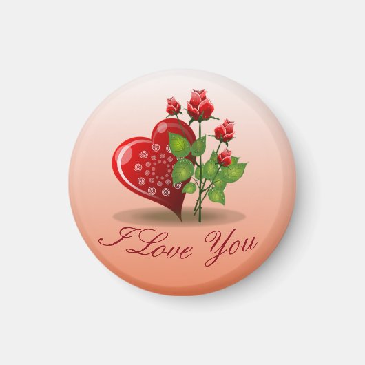 Spiralherz und Rote Rose Magnet (Vorne)