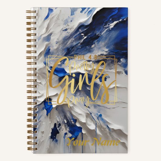 Spiraljournal A5 blau-weiß abstrakt Notizblock (Vorderseite)