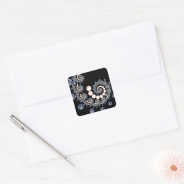 Spiralklecker für Elfenbein und Blaupearl Quadratischer Aufkleber