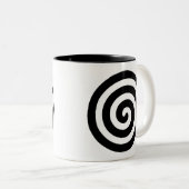 Spiralkreise des Herzens und des Wirbels in Schwar Zweifarbige Tasse (VorderseiteRechts)