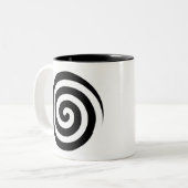 Spiralkreise des Herzens und des Wirbels in Schwar Zweifarbige Tasse (Vorderseite Links)