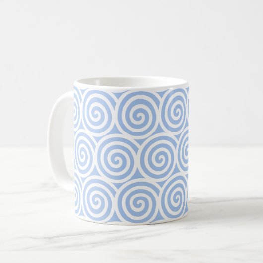 Spiralkreise drehen auf hellblau und weiß kaffeetasse (Vorderseite Links)