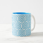 Spiralkreise drehen auf Türkis & Weiß Zweifarbige Tasse (VorderseiteRechts)