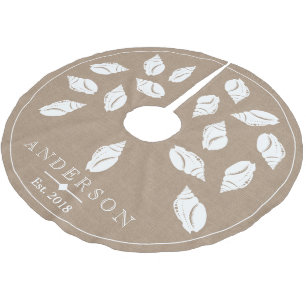 Spiralküste Seashell & Imitate Burlap   Benutzerde Polyester Weihnachtsbaumdecke