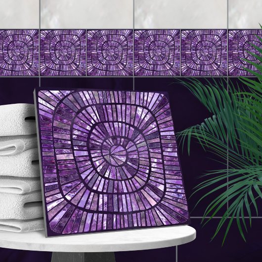 Spiralmosaik - Amethyst-Fluorit Fliese
