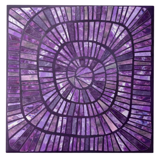 Spiralmosaik - Amethyst-Fluorit Fliese (Vorderseite)