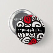 Spiralmuster Schwarz & Weiß + Ihre Ideen Button (Vorne & Hinten)