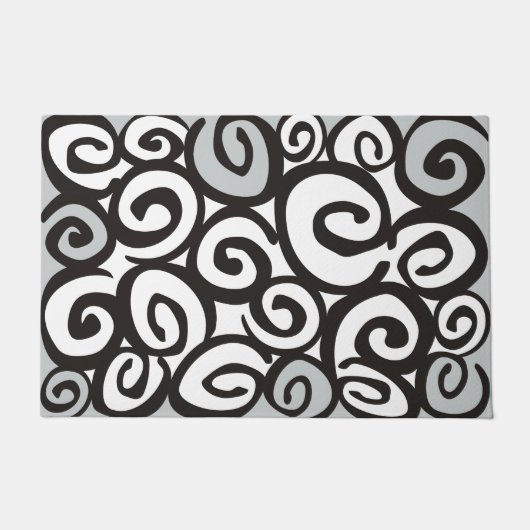 Spiralmuster Schwarz & Weiß + Ihre Ideen Fußmatte (Vorderseite)