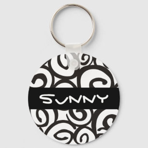 Spiralmuster Schwarz & Weiß + Ihre Ideen Schlüsselanhänger