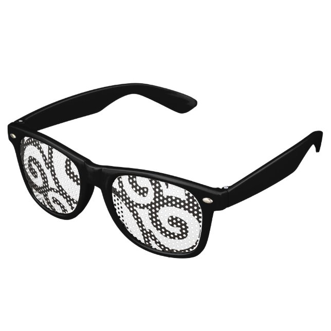 Spiralmuster Schwarz & Weiß + Ihre Ideen Sonnenbrille (Schrägansicht)