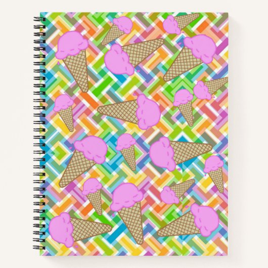 SpiralNotebook Erdbeere Eis Zickzack Notizblock (Vorderseite)