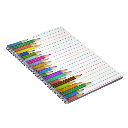 SpiralNotebook - Farbige Bleistift-Linien Notizblock (Rechte Seite)