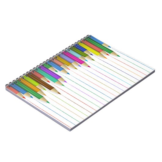 SpiralNotebook - Farbige Bleistift-Linien Notizblock (Linke Seite)