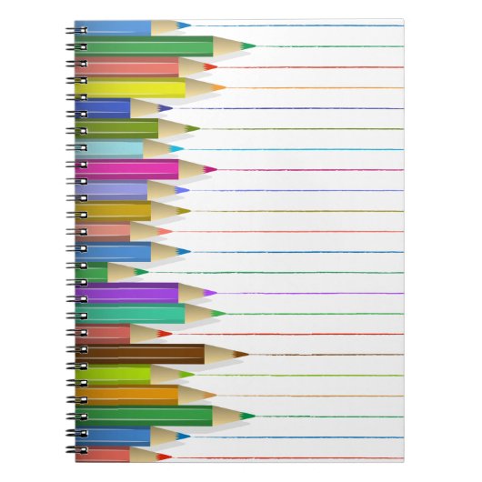 SpiralNotebook - Farbige Bleistift-Linien Notizblock (Vorderseite)