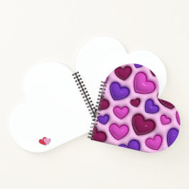 SpiralNotebook in Herzform mit 3D-Glossy Hearts Notizblock