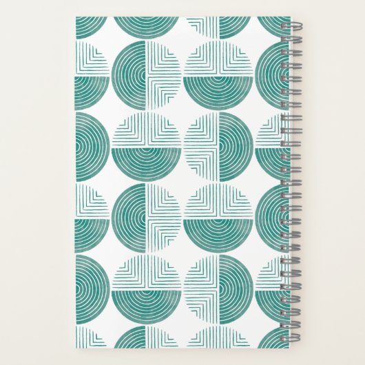 SpiralNotebook mit aquamariner Circle Geometric Mu Notizblock (Rückseite)