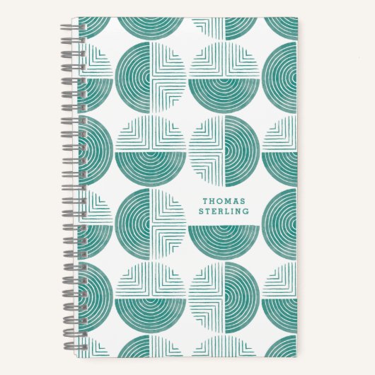 SpiralNotebook mit aquamariner Circle Geometric Mu Notizblock (Vorderseite)
