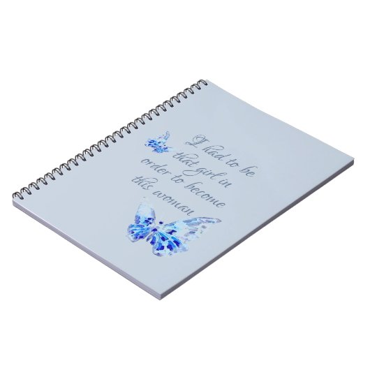 SpiralNotebook mit Blauer Schmetterlinge und Zitat Notizblock (Linke Seite)