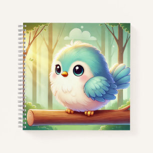 Spiralnotebook mit Chubby und niedlichem Vogel Notizblock