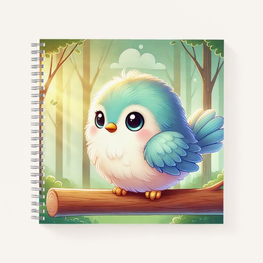 Spiralnotebook mit Chubby und niedlichem Vogel Notizblock (Vorderseite)