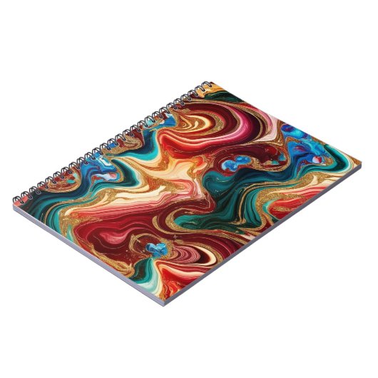 SpiralNotebook mit farbigem Marmordesign Notizblock (Linke Seite)