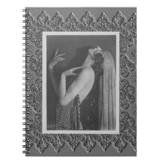 Spiralnotebook mit Vintager Tänzerin Notizblock (Vorderseite)