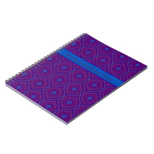 SpiralNotebook oder Journal: Lila, blaues Muster Notizblock (Linke Seite)