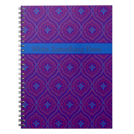 SpiralNotebook oder Journal: Lila, blaues Muster Notizblock (Vorderseite)